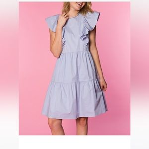 Crosby by Mollie Burch Sea Salt Tiered JoeJoe Flutter-Sleeve Dress size XS NWOT